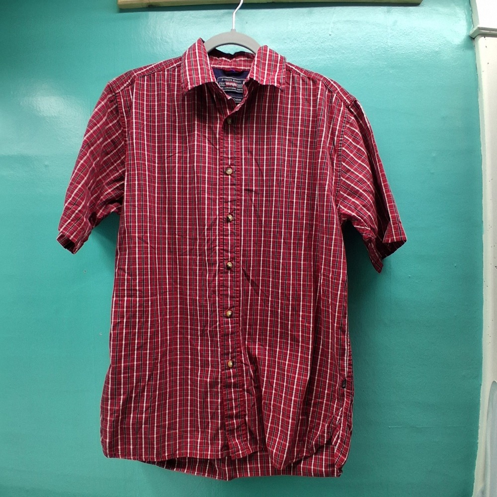 Wrangler Short Sleeve Button Down Shirt M Red Plaid Americana Workwear